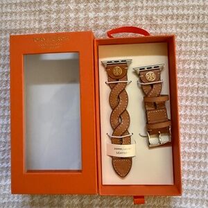 Tory Burch Women's Luggage Braided Leather Band for Apple Watch® 38mm/40mm